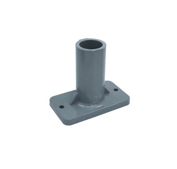 Fotbrakett 2 hull for 50 mm rundrør IsoFR grå inkl. 316L innfesting