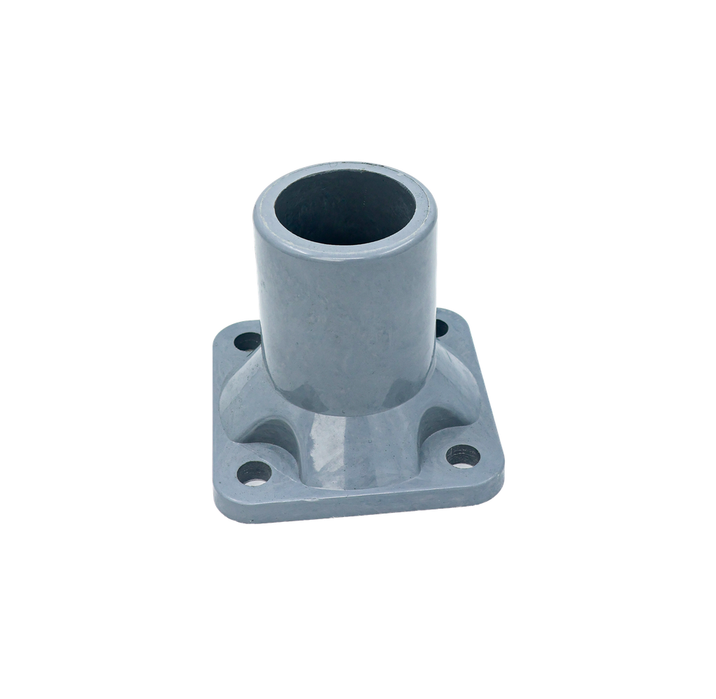 Fotbrakett 4 hull for 50 mm rundrør IsoFR grå inkl. 316L innfesting