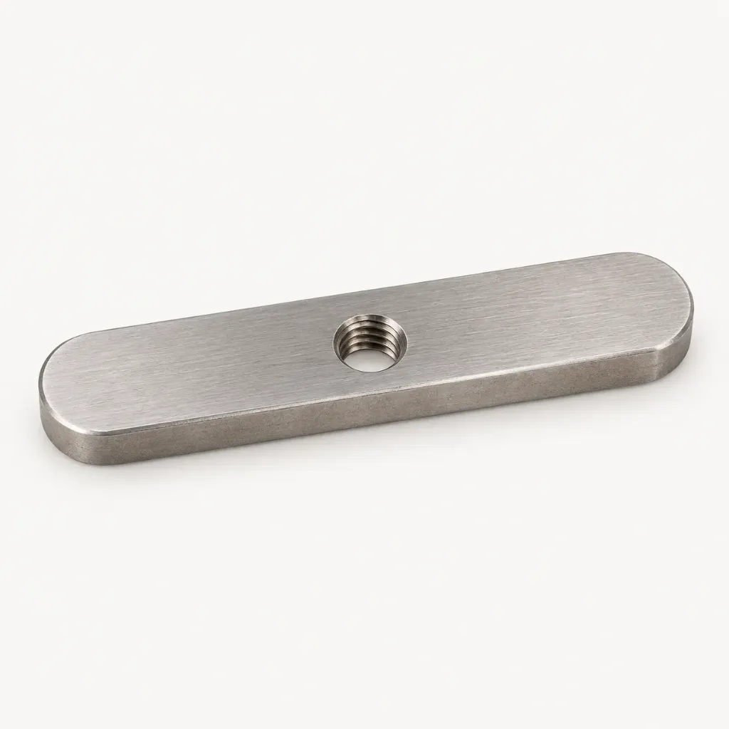[11457] Sparkelist, FS1, rett stang med 1 stk M8 gjengehull, 76x13x6 mm, rustfritt stål