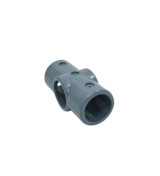 [11464] 4-way connector for 50 round tube IsoFR grey incl. 316L fixing