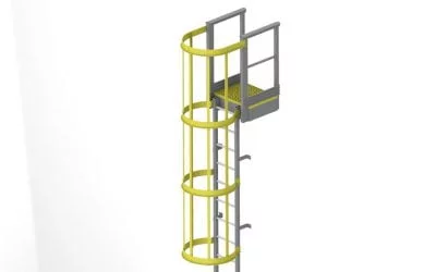 GRP Ladder with safety cage